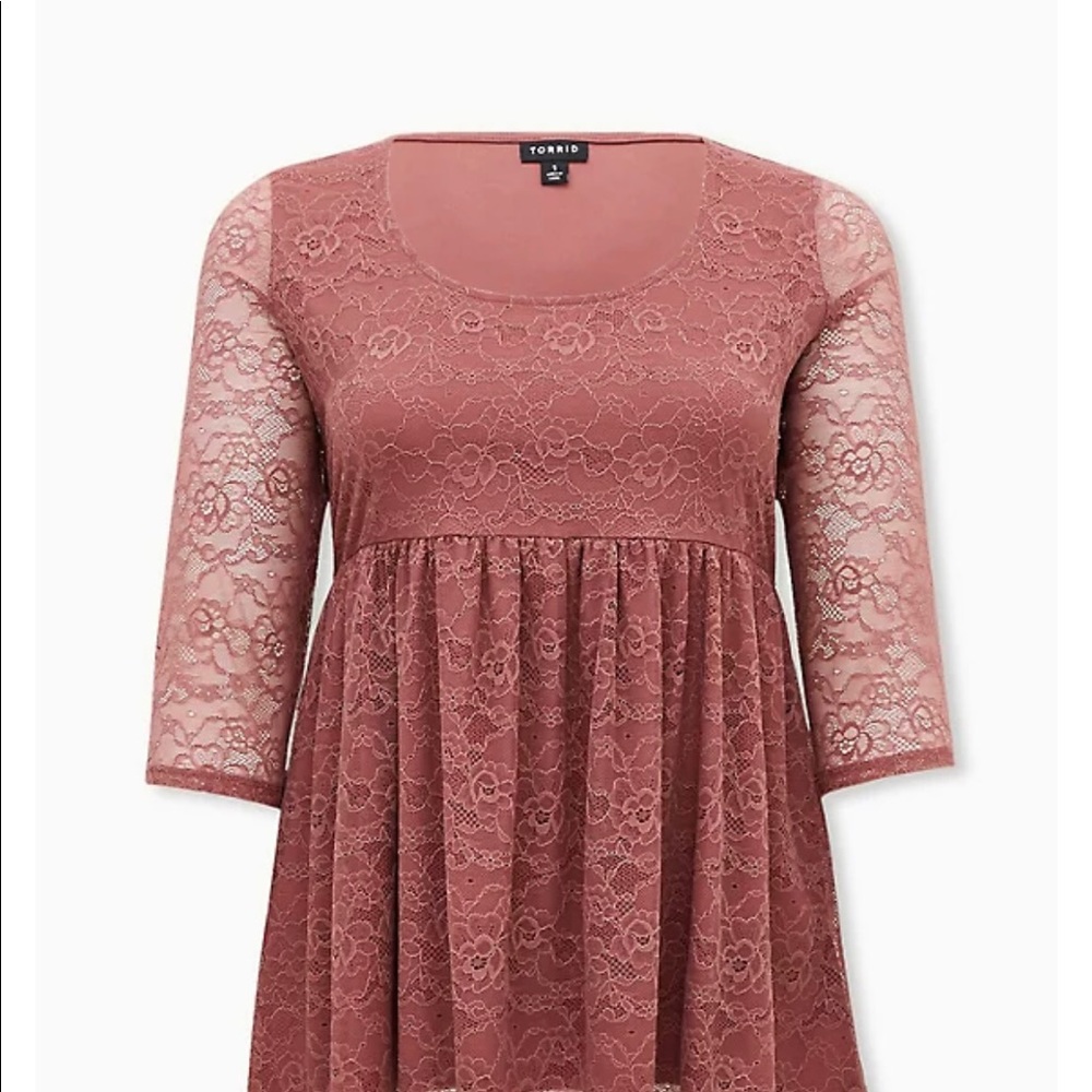 Torrid Super Soft and Lace Walnut Babydoll Tunic Size 2
